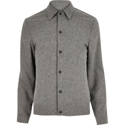Grey melange popper harrington jacket